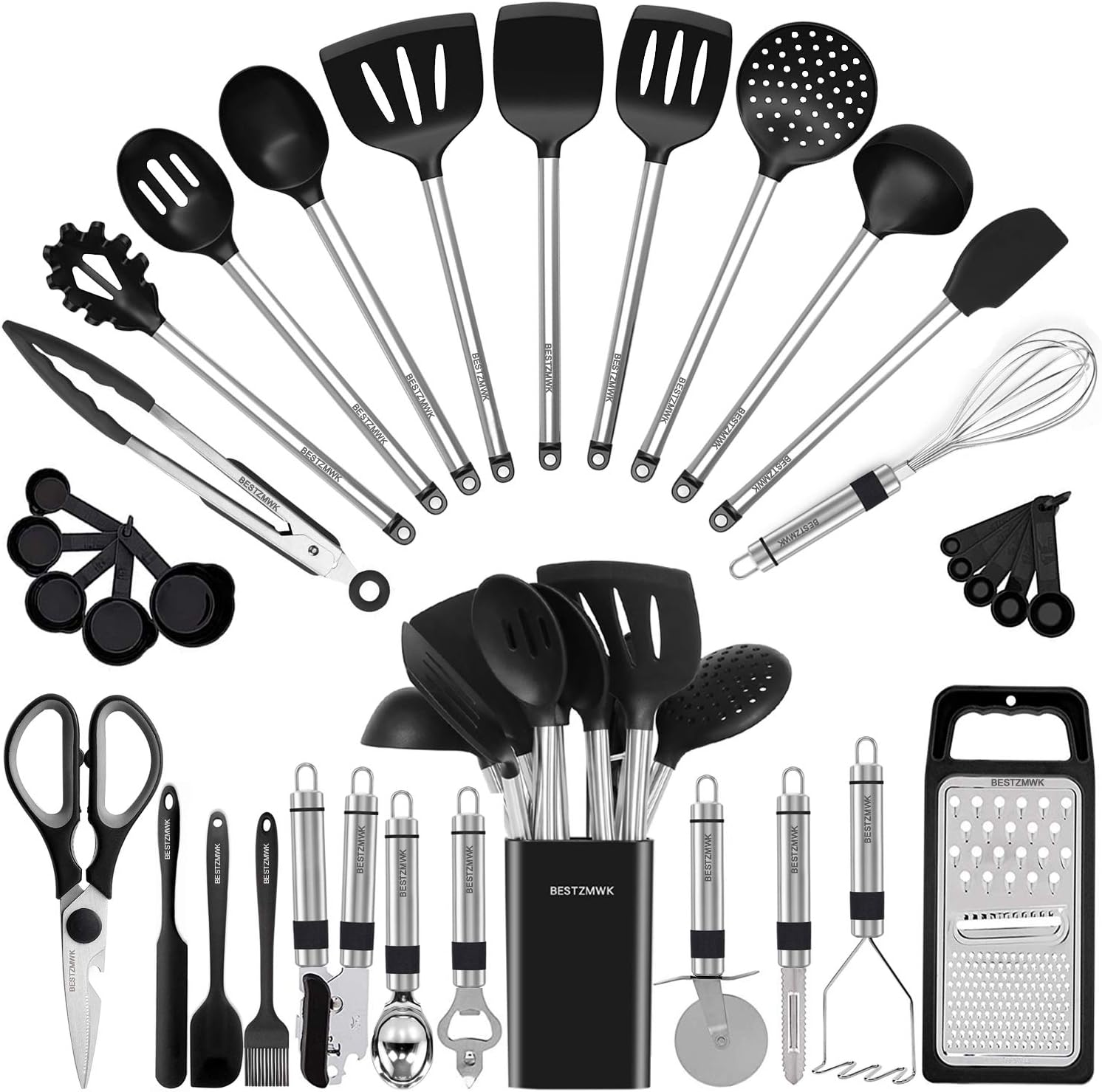33-Piece Silicone Kitchen Utensil Set for Nonstick Cookware | Complete Cooking Tools & Gadgets