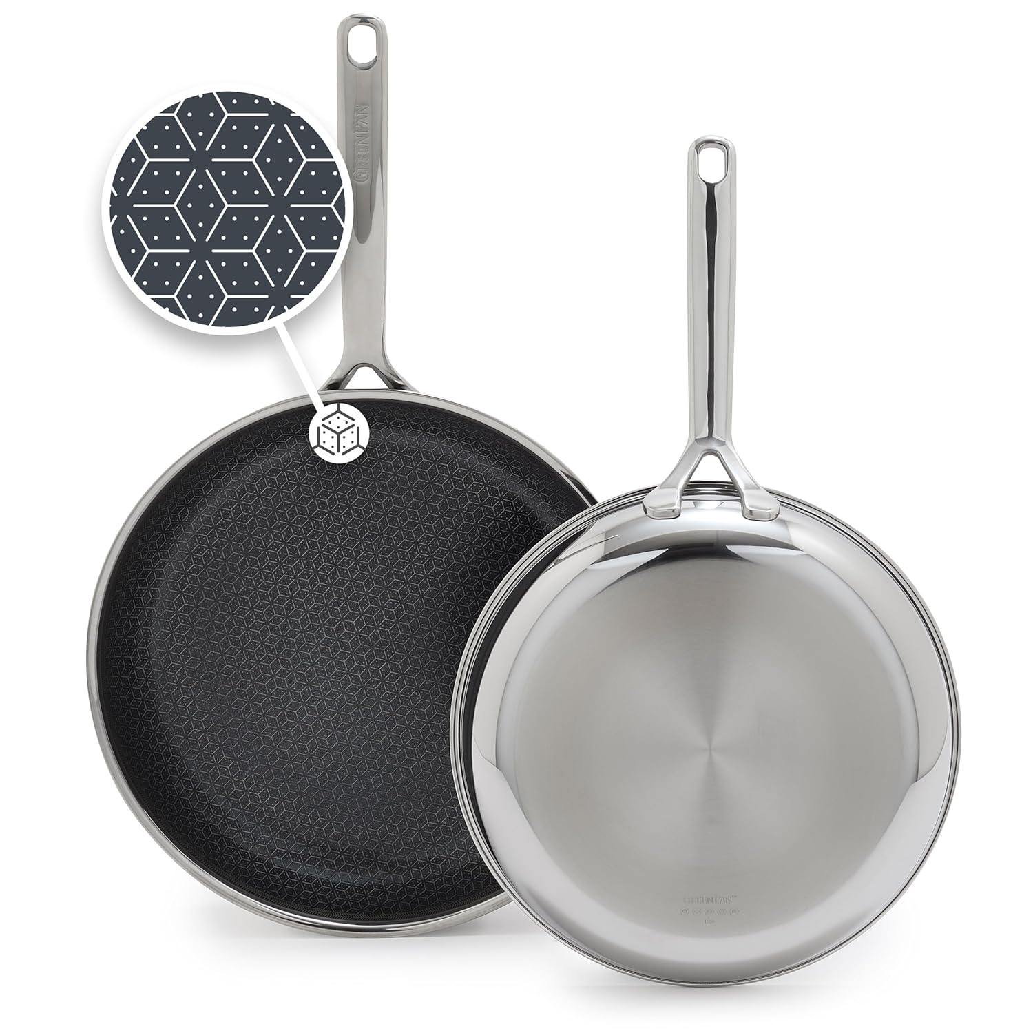 GreenPan Spectra 10" & 12" Hybrid Tri-Ply Stainless Steel Frying Pan Set – PFAS-Free Ceramic Nonstick, Induction Compatible, Dishwasher Safe, Oven Safe up to 850°F