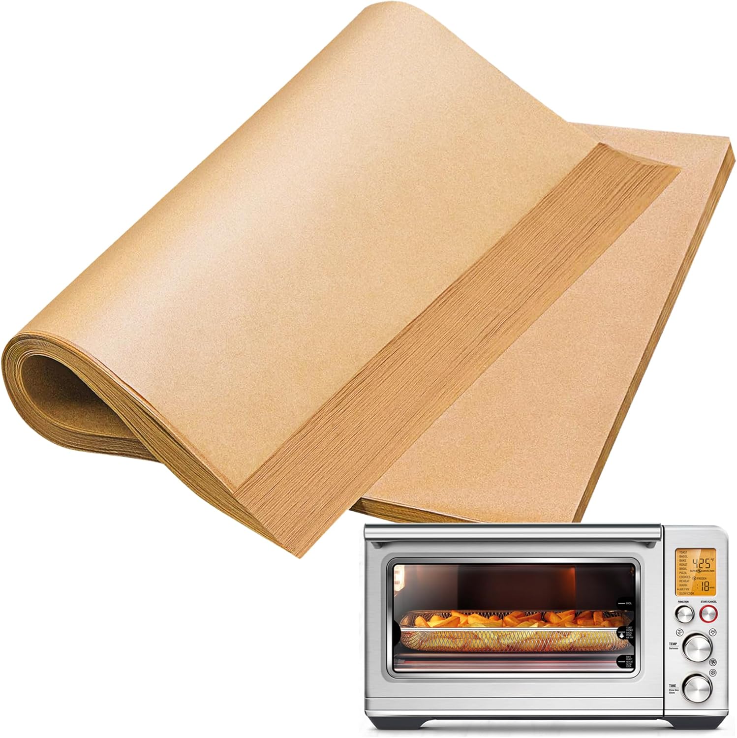 Air Fryer Liners Disposable for Breville Smart Oven Air Fryer Pro BOV900BSS – 120PCS Non-Stick Parchment Paper Baking Sheets