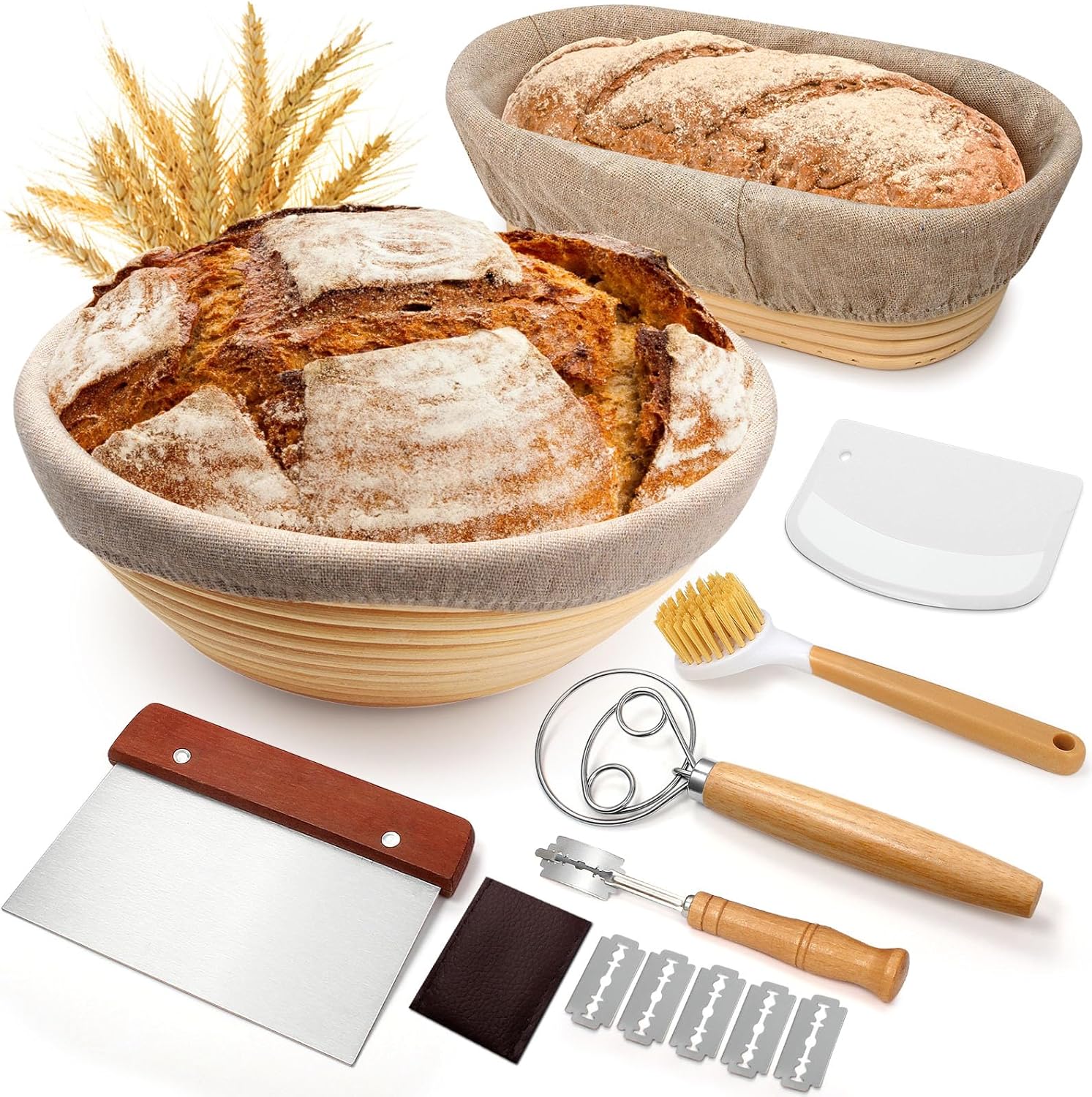Best Sourdough Proofing Basket Set with Bread Lame & Baking Tools