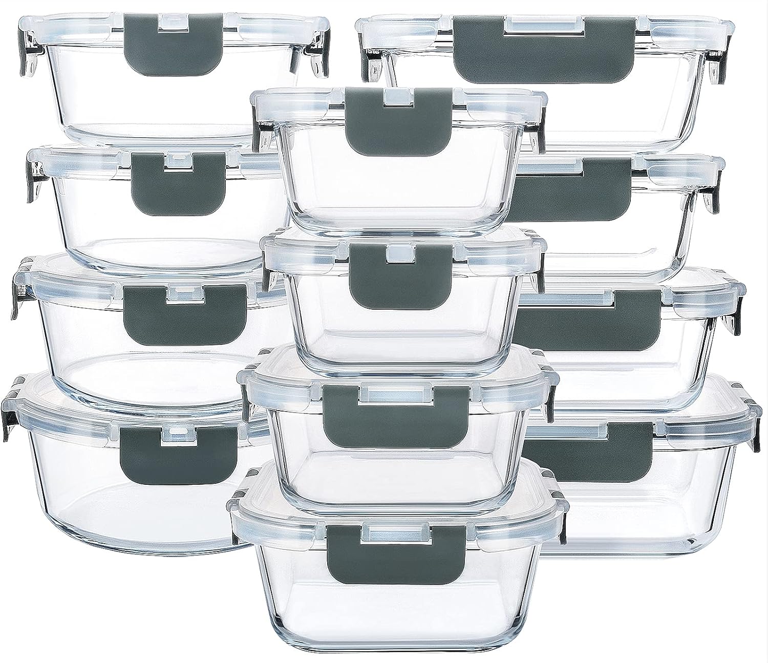 24-Piece Glass Food Storage Containers with Airtight Lids | Microwave, Oven & Freezer Safe