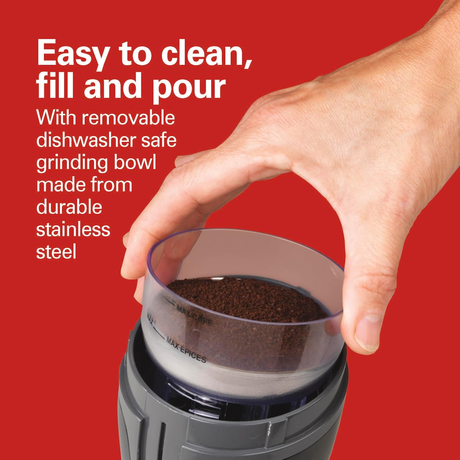 Hamilton Beach Fresh Grind Electric Coffee Grinder – Stainless Steel Blade Grinder for Coffee Beans, Spices & Herbs (12-Cup Capacity)
